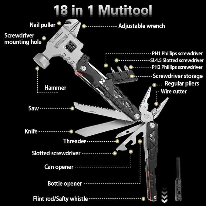 16 in 1 Multitool Professional Stainless Steel Hammer